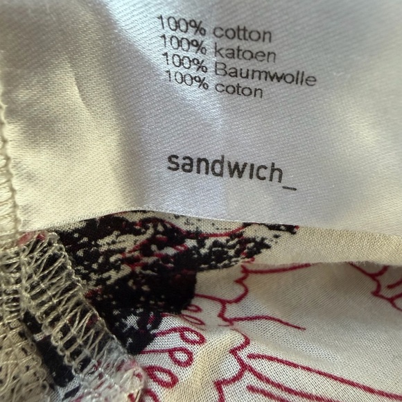 Sandwich_ Mixed Print Cotton Button Front Blouse Mandarin Collar Size 42 - Picture 2 of 5